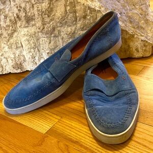 🛥️MEN’S SANTONI CASUAL SLIP-ON BLUE SUEDE LOAFERS
